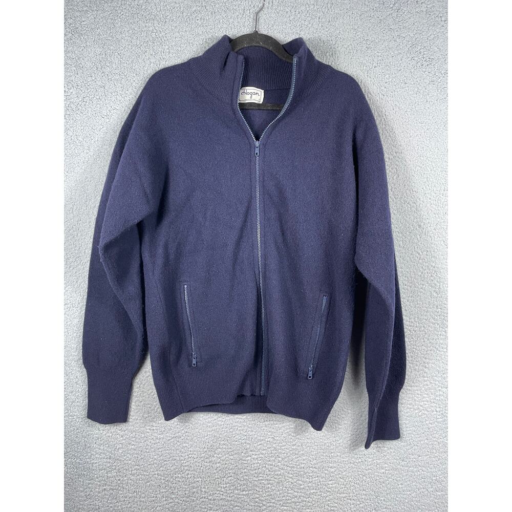 Hogan Lambswool Men's Zip Jacket Dark Blue Size S Made In Scotland